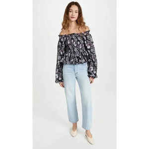 NWT Mille Circe Smocked Top - Floral Paisley Peplum Blouse Top